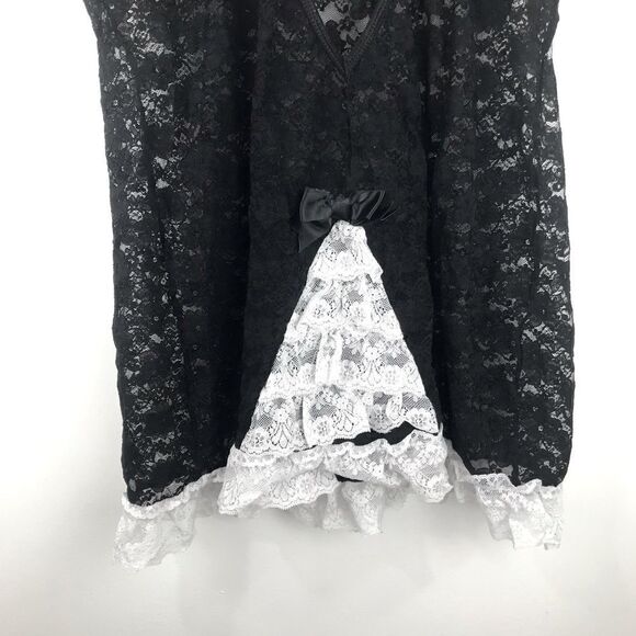 Linea Donatella Black Lace Lingerie With White Trim - Picture 6 of 10